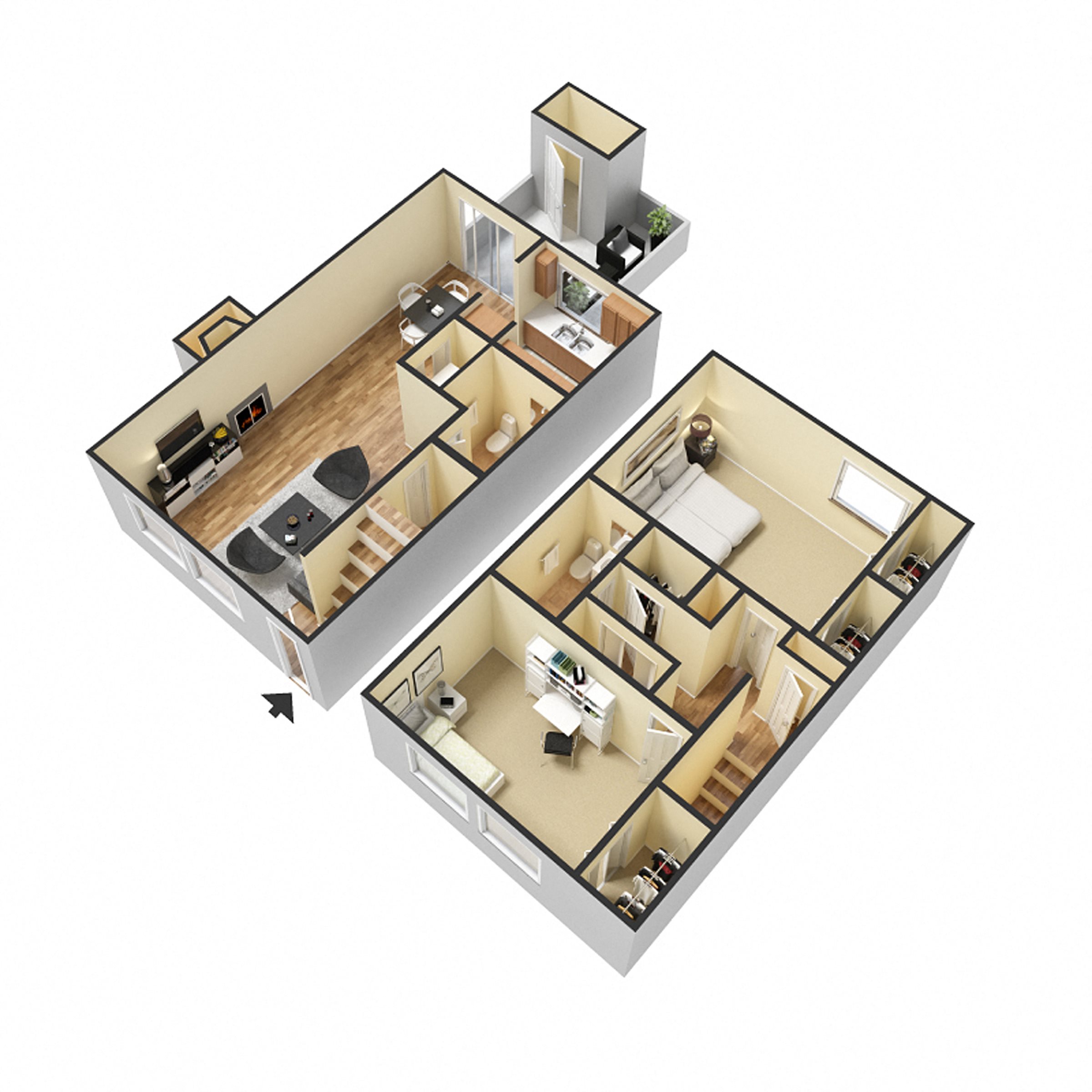 2 Bedroom Townhome Floor Plan 6